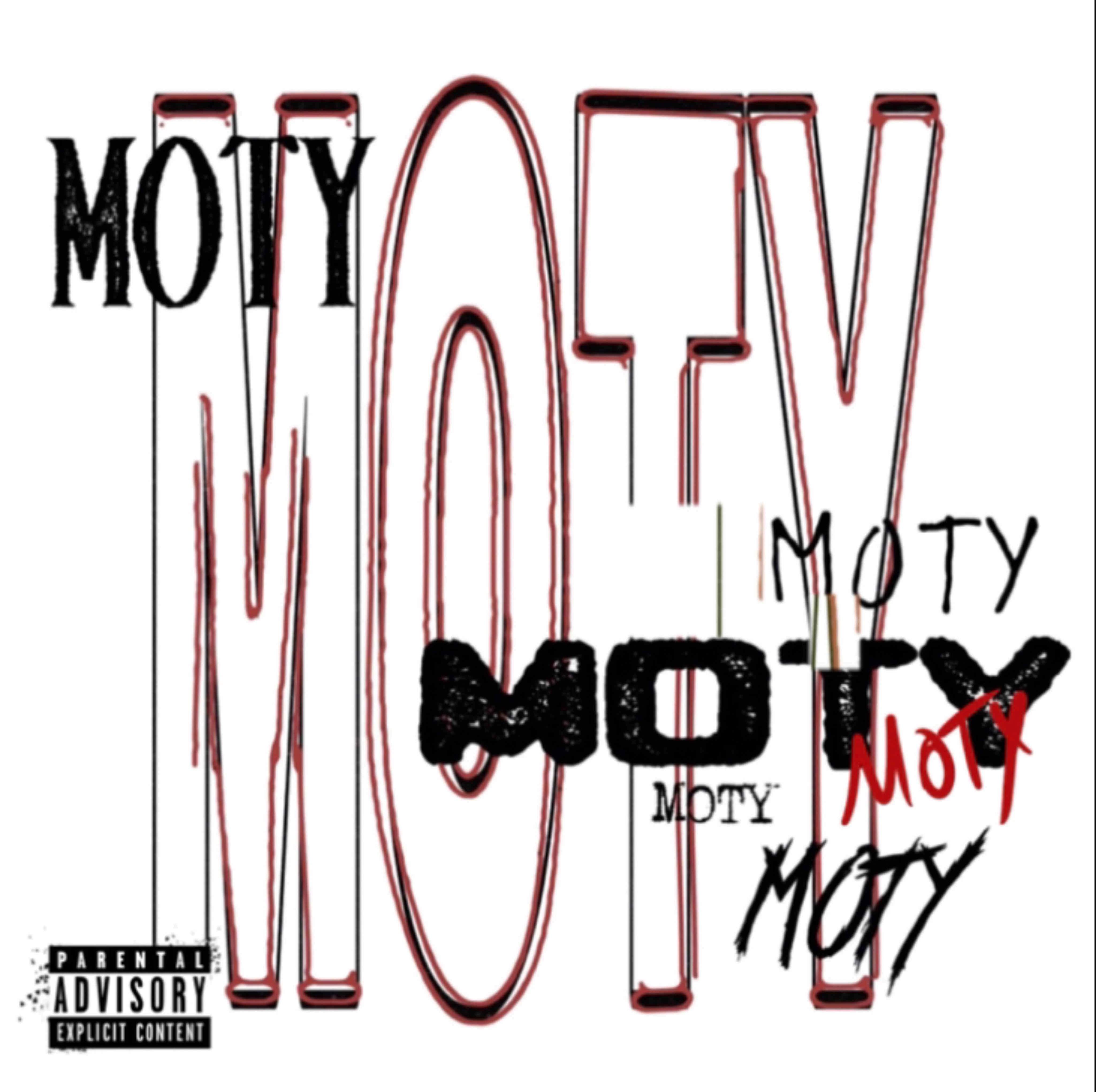 word MOTY in a large outlined font with smaller verisons of the MOTY in different font placed over the main MOTY outline